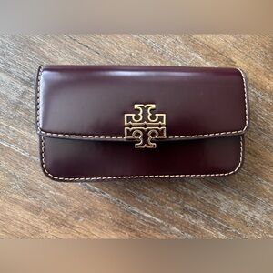 Tory Burch Tempranillo Leather Small Continental Wallet with Gold Logo